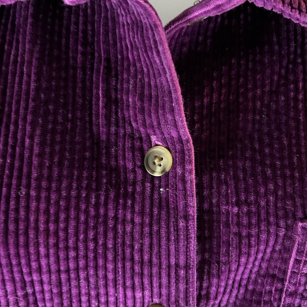 LLBean vintage 1990s plum, purple corduroy, long sleeve button-down shirt - Picture 2 of 8